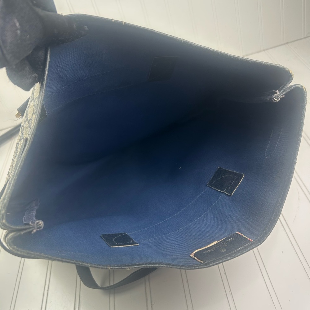 Gucci Vintage GG Supreme Navy Canvas Tote Shoulder Bag - Picture 7 of 14